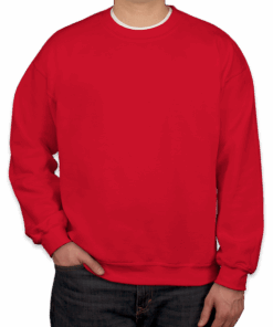 Custom Gildan Midweight 50/50 Crewneck Sweatshirt in Red — undecorated garment