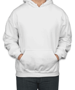 Custom Gildan Midweight 50/50 Pullover Hoodie in White — undecorated garment