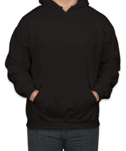 Custom Gildan Midweight 50/50 Pullover Hoodie in Black — undecorated garment