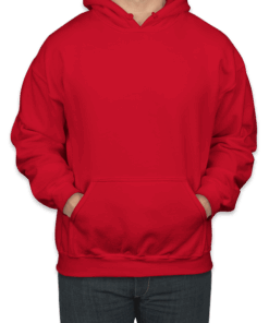 Custom Gildan Midweight 50/50 Pullover Hoodie in Red — undecorated garment