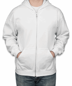 Custom Gildan Midweight 50/50 Zip Hoodie in White — undecorated garment