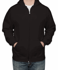 Custom Gildan Midweight 50/50 Zip Hoodie in Black — undecorated garment