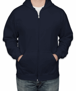 Custom Gildan Midweight 50/50 Zip Hoodie in Navy — undecorated garment