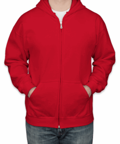 Custom Gildan Midweight 50/50 Zip Hoodie in Red — undecorated garment