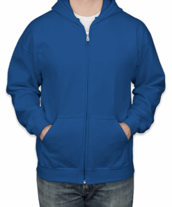 Custom Gildan Midweight 50/50 Zip Hoodie in Royal — undecorated garment