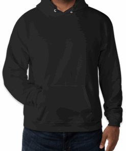 Custom Hanes EcoSmart 50/50 Pullover Hoodie in Black — undecorated garment