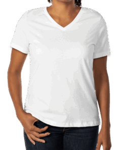 Custom Bella + Canvas Women’s Jersey V-Neck T-shirt in White — undecorated garment