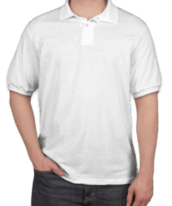 Custom Hanes EcoSmart 50/50 Jersey Polo – Printed in White — undecorated garment