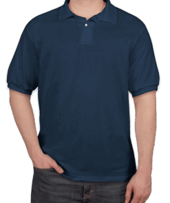 Custom Hanes EcoSmart 50/50 Jersey Polo – Printed in Navy — undecorated garment