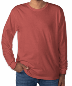 Comfort Colors 100% Cotton Long Sleeve Shirt in Crimson - undecorated garment