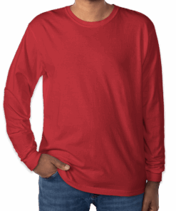 Custom Comfort Colors 100% Cotton Long Sleeve Shirt in Red — undecorated garment
