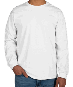 Custom Gildan Ultra Cotton Long Sleeve T-shirt in White — undecorated garment