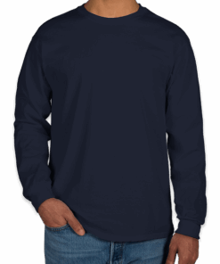 Custom Gildan Ultra Cotton Long Sleeve T-shirt in Navy — undecorated garment