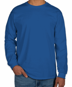 Custom Gildan Ultra Cotton Long Sleeve T-shirt in Royal — undecorated garment