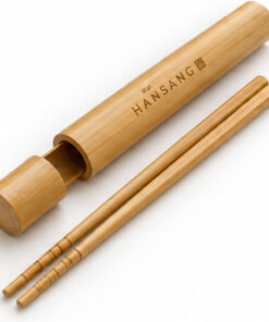 Engraved Bamboo Chopsticks and Bamboo Case Set with illustrative sample branding