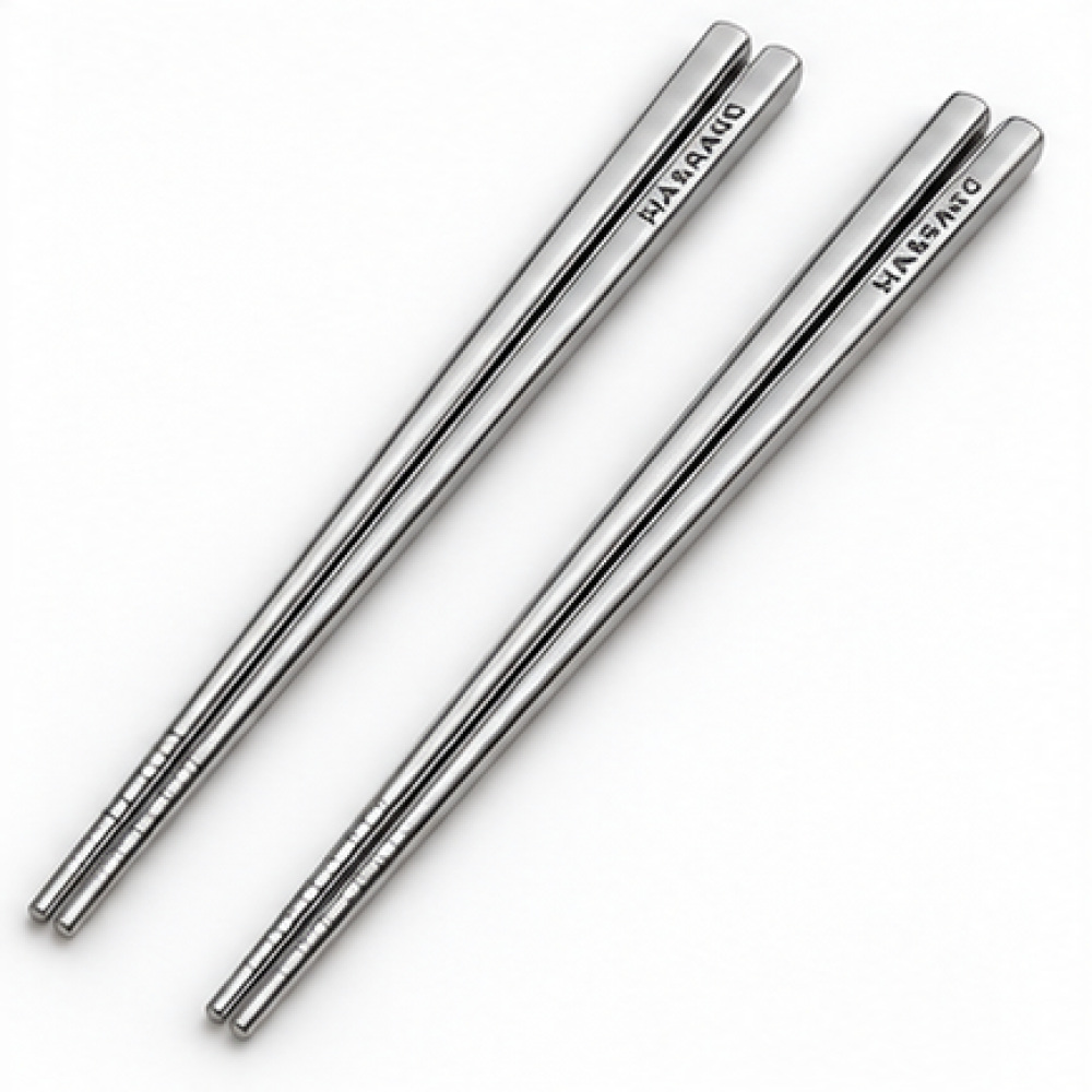 Personalized Stainless Steel Chopsticks with illustrative sample branding