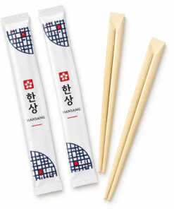 Tensoge Bamboo Chopsticks with Custom Sleeves - reference-based disposable bamboo shape with illustrative custom sleeves