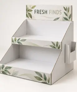 Custom 2-Tier Countertop Displays with Brochure Pocket with example customer artwork