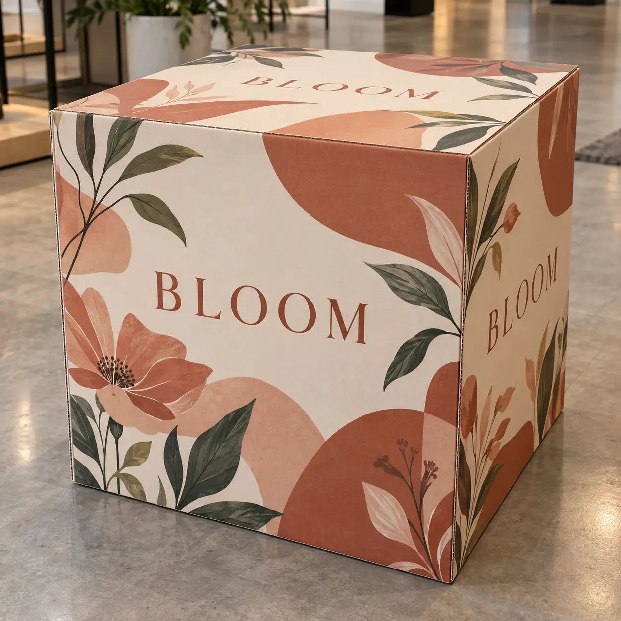 Custom Printed Cardboard Display Cubes - example customer design