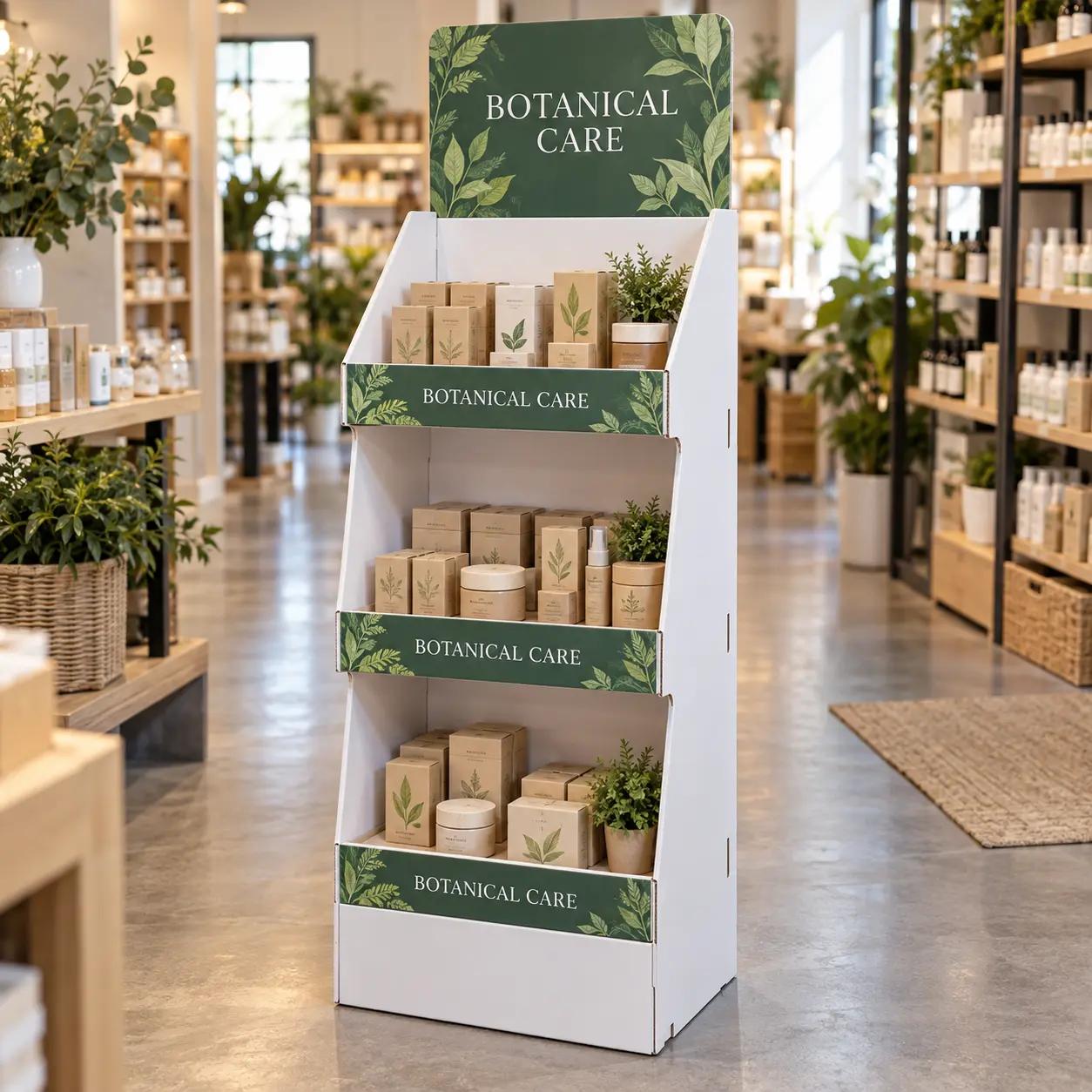 Custom 3-Tier Cardboard Floor Displays - example customer design