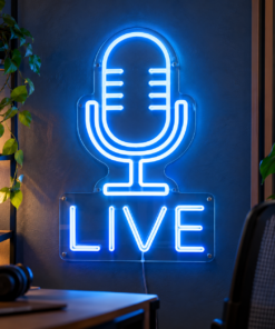 Creator Studio Logo LED Neon Sign in an indoor setting — example custom design