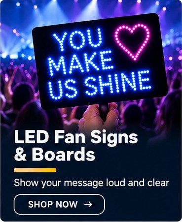 LED Fan Signs & Boards â€” custom concert LED merchandise