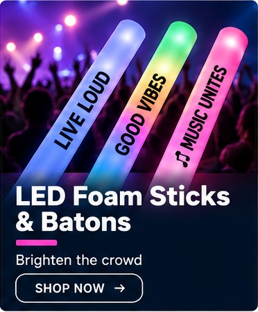 LED Foam Sticks & Batons â€” custom concert LED merchandise