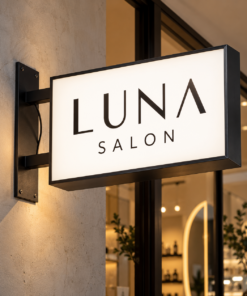 Rectangular Double-Sided LED Blade Lightbox in an indoor setting — example custom design