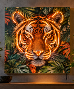 Printed Artwork with Neon Outline in an indoor setting — example custom design