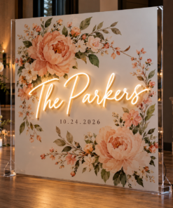 Printed Event Graphic with LED Neon in an indoor setting — example custom design