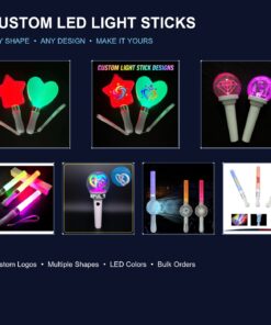 Custom LED light sticks in multiple shapes - star heart dome tube and fan