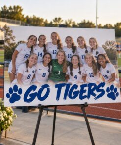 Custom Sports Team Foam Board Photo Signs shown with an original sample design