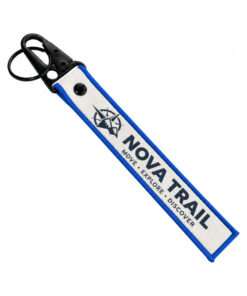 Custom Woven Fabric Keychains with Hook product and material example