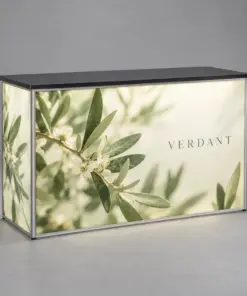 Custom Backlit Fabric Counters showing an example custom design