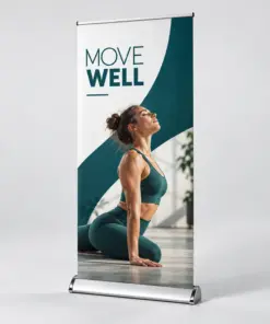 Custom Double-Sided Retractable Banner Stands showing an example custom design