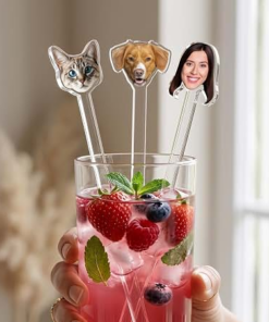Custom printed acrylic drink stirrers - illustrative design reference