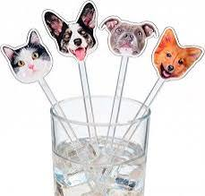Custom printed acrylic drink stirrers - illustrative design reference