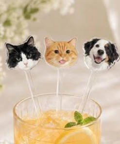 Custom printed acrylic drink stirrers - illustrative design reference