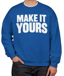 Custom Gildan Midweight 50/50 Crewneck Sweatshirt - Royal custom print example; your uploaded design replaces the example artwork