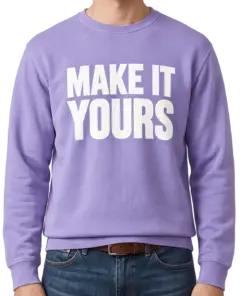 Custom Comfort Colors Crewneck Sweatshirt - Violet custom print example; your uploaded design replaces the example artwork