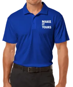 Custom AllPro Interlock UPF 50 Performance Polo - Printed - Royal custom print example; your uploaded design replaces the example artwork