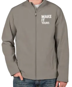 Custom Team 365 Soft Shell Jacket - Embroidered - Sport Graphite custom print example; your uploaded design replaces the example artwork