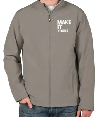 Custom Team 365 Soft Shell Jacket - Embroidered - Sport Graphite custom print example; your uploaded design replaces the example artwork