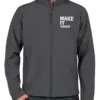 Custom Port Authority Core Fleece Lined Soft Shell Jacket - Embroidered - Battleship Grey custom print example; your uploaded design replaces the example artwork
