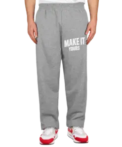 Custom Hanes EcoSmart 50/50 Closed Bottom Sweatpants - Light Steel custom print example; your uploaded design replaces the example artwork