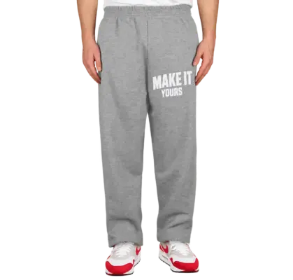 Custom Hanes EcoSmart 50/50 Closed Bottom Sweatpants - Light Steel custom print example; your uploaded design replaces the example artwork