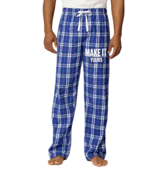Custom District Flannel Plaid Pant - Deep Royal custom print example; your uploaded design replaces the example artwork