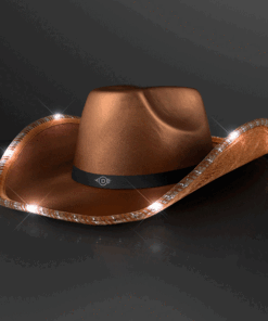 Custom Brown Shimmer LED Cowboy Hats - product example