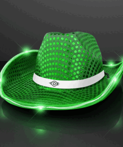 Custom Green Sequin LED Cowboy Hats - product example