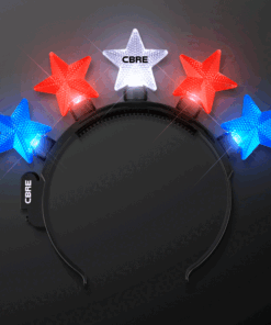 Custom Red White Blue LED Star Headbands - product example